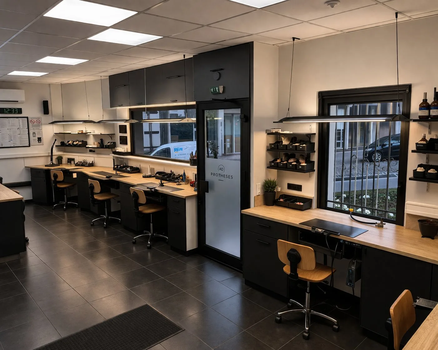 Atelier principal du laboratoire de prothèse dentaire adjointe AD Protheses à Yerres